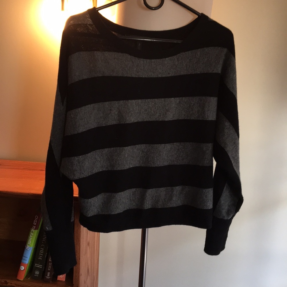 Bcbg light grey and black strip sweater